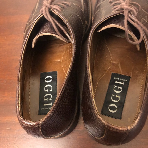 OGGI Mens Brown Leather Oxford Loafers Size10.5